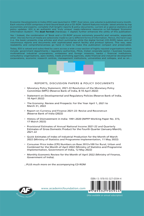 Economic Developments In India : Volume-258