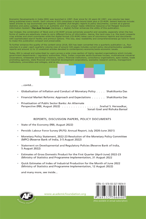 Economic Developments In India : Volume-259