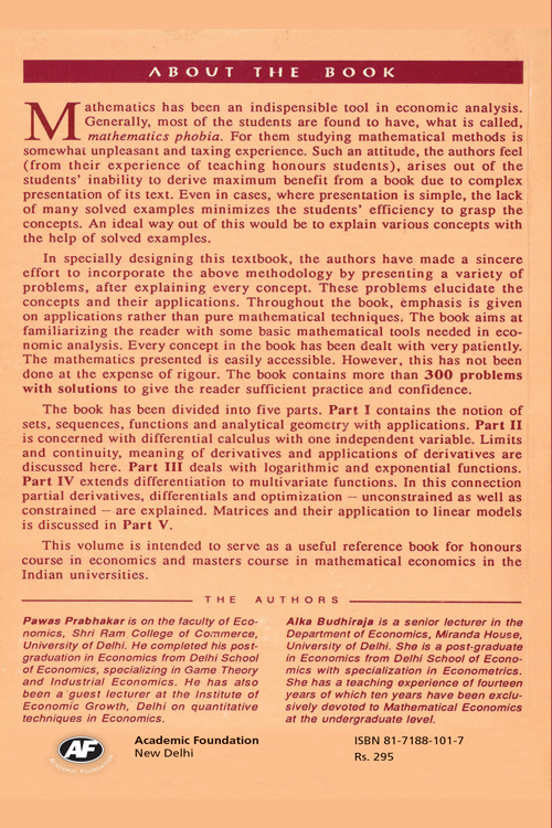 A text on mathematical economics