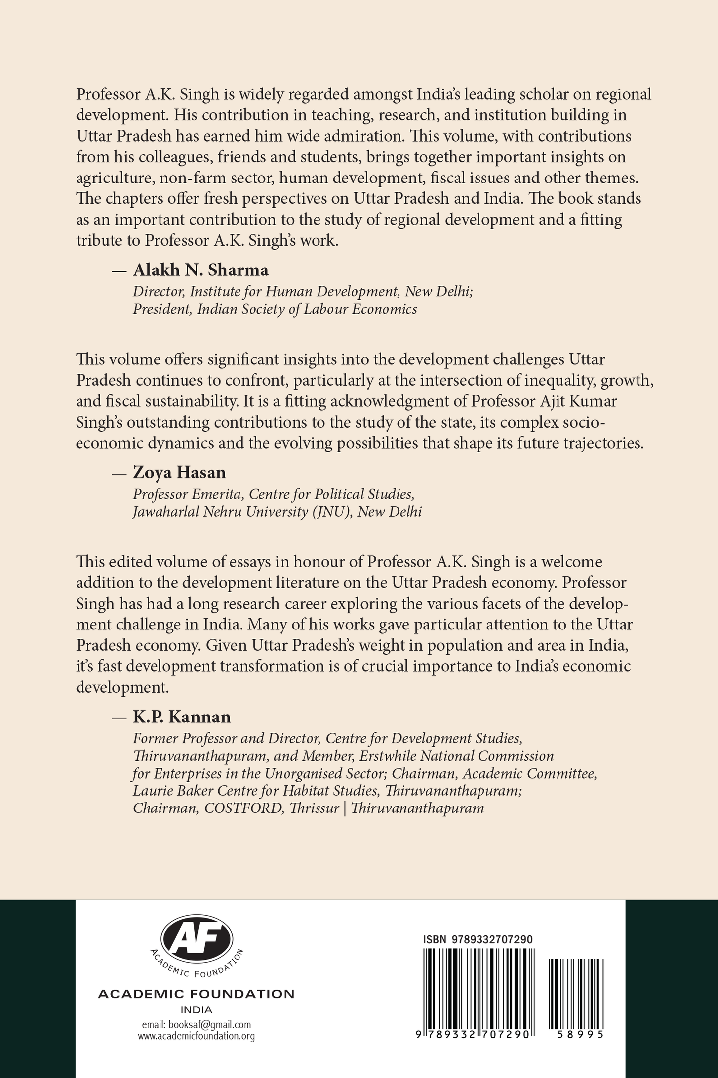 Perspectives on Regional Development with Special Reference to Uttar Pradesh